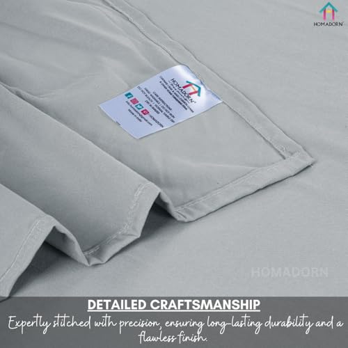 Image of HOMADORN Premium Polycotton Flat Bedsheet for Double Bed with 2 Pillow Covers - Soft, Durable & Wrinkle-Resistant (Silvery SAGE)