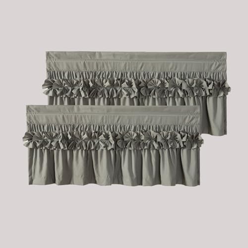 Amazon.com: HIG 2 Pack Gray Ruffle Handcrafted Window Valances, 52