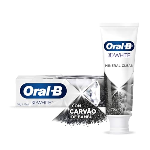 Oral B Pasta de Dente 3D White Mineral Clean com Carvão de Bambu, Fórmula de Carvão Natural, Com Flú