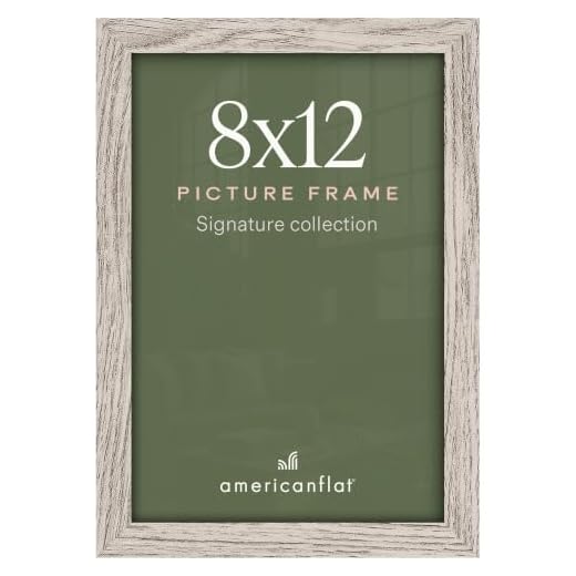Americanflat 8x12 Picture Frame in Drift wood - Composite Wood with Shatter Resistant Glass - Horizontal and Vertical Formats for Wall and Tabletop