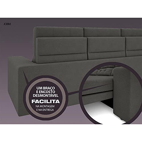 Sofá 4 Lugares Jobim Retrátil e Reclinável Cinza 2,30m