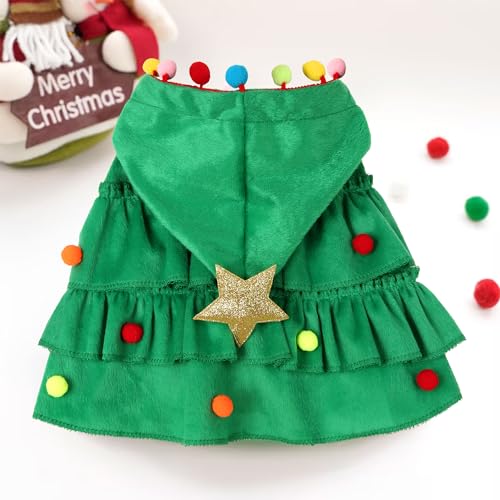 Budding Gallery Dog Christmas Outfit Elf Costume Cat Cloak Puppy Clothes Kitten Cape Xmas Tree Costumes For Small Dogs Cats Pet Santa Gifts thumb #2