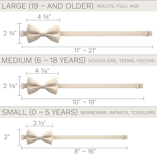 Classic Pre-Tied Bow Tie Formal Solid Tuxedo for Adults & Children, by Bow Tie House