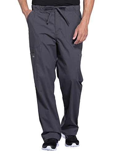 Cherokee Workwear Professionals Men's Tapered Leg Drawstring Cargo Scrub Pant, L, Pewter