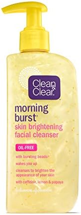 Clean & Clear Morning Burst Skin Brightening Facial Cleanser with Caffeine, Lemon & Papaya, Gentle Daily Citrus Face Wash for All Skin Types, Oil-Free & Non-Comedogenic, 8 fl. oz (Pack of 3)