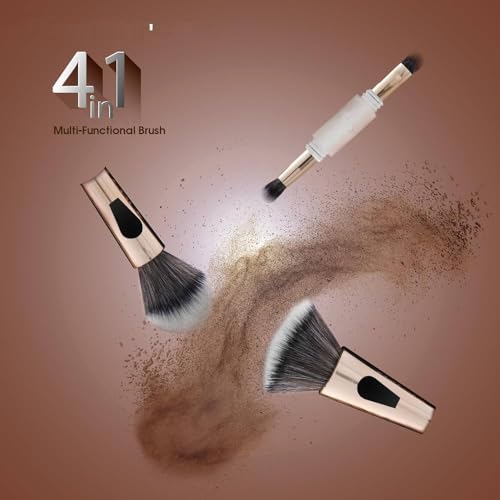 Image of 4 in 1 Multifunctional Makeup Brush Set with Foundation Brush, Powder Brush, Eyeshadow Blending Brush & Flat Brush | Feathery Soft Bristles Makeup Brushes for Women