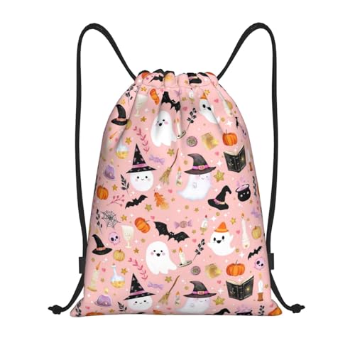 Halloween Bat Drawstring Backpack,Ghost Drawstring Bag Cute Beach Sack Bags For Gym Shopping Beach Sport Yoga