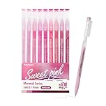 Perriuox 9 Colored Gel Pens Set, 0.5mm Fine Point for Black & White Paper, Cute Pens for Journaling, Adult Coloring Books, Bible, Drawing, Note Taking, School Supplies (Sweetheart Pink, count, 9)