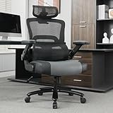 BOWTHY 500lbs Big and Tall Office Chair,Large Heavy Duty Executive Computer Chair with 5D Flip Arms,Ergonomic Mesh High Back Desk Chair with Adjustable Lumbar Support 3D Headrest,Thick Spring Cushion