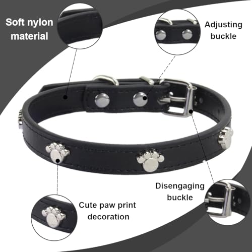 BDEPSTR Leder Katzenhalsband, Sicherheitshalsband für Katzen mit elastischem Gurt, Kätzchen Band mit Glocke, für Kätzchen Welpen Hunde Katzen-Dunkel-XS