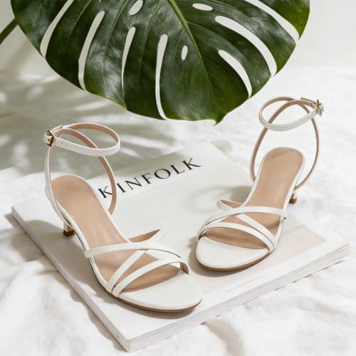 CYNLLIO Women's White Strappy Kitten Heels 2" Low Heel Sandals Size 8.5 by CYNLLIO - Used condition - Image 9