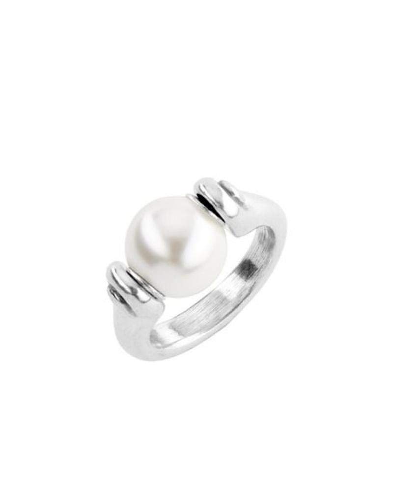 Uno de 50 Sterling Silver and Synthetic Pearl Plated Metal Ring