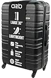 A2B 30" Large Light Weight Hard Shell Black Suitcase - Luggage with 4 Spinner Wheels, Durable ABS Travel Cases for Holiday, Stress Tested Zippers, Ideal for All Travel (Black, Large)
