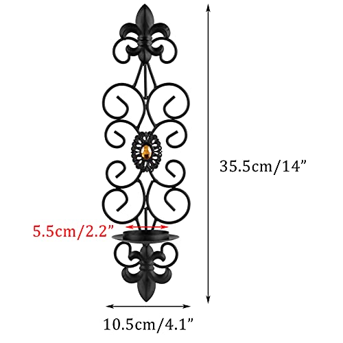 Candle Sconces Wall Decor Black Candle Holder For Pillar - Rustic Decorative Wall Mounted Metal Tealight Candles Holders Set Of 2 For Living Room, Farmhouse, Fireplace, Wedding #TOP2