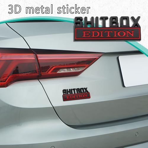 Image of Shit Box Edition Emblem, Car Exterior Emblems Badge 3D Sticker Decal, Shit Box Edition Emblem 3D Letter Sticker, 3D Fender Badge Decal Car Truck Replacement for All Cars