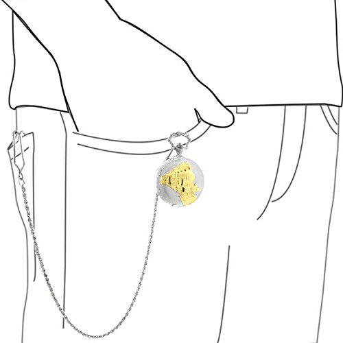 Regulation Standard Skeleton Steampunk Vintage Style American Railway Style Historical Two Tone Steam Train Railroad Pocket Watch For Men Roman Numerals White Dial Silver Gold Bronze Plated With Chain #TOP3