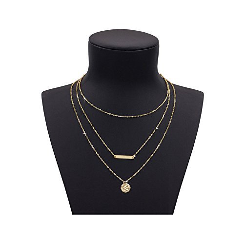 Zealmer Shoopic Layered Coin Bar Pendant Lariat Disc Drop Y Chain Necklace for Women (bar coin2)