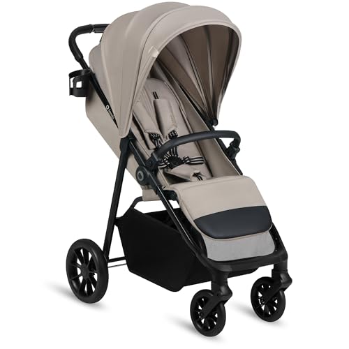 Lionelo Emerald Buggy bis 22 kg, 6 Monate–4 Jahre, EVA-Räder 360° mit Federung, einhändig faltbar, 91 cm Liegefläche mit verstellbarer Rückenlehne, UPF50+ wasserdichtes Verdeck, großer Einkaufskorb