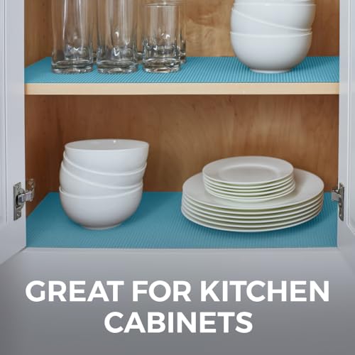 HOME GENIE Slip Resistant Drawer and Shelf Liner, Non Adhesive Roll, 12 Inch x 20 FT, Durable and Strong, Grip Liners for Drawers, Shelves, Cabinets, Pantry, Storage, Kitchen and Desks, Teal