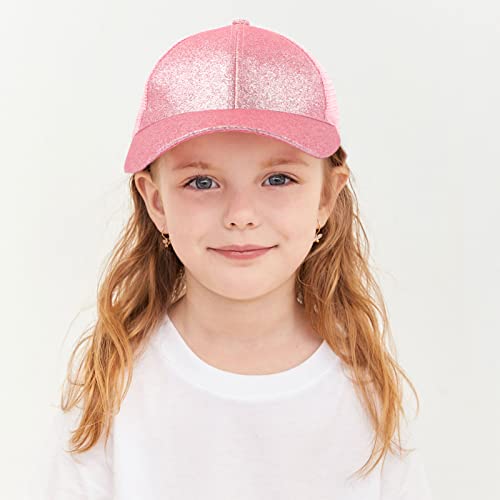 Kids Girls Mesh Criss Cross High Ponytail Hat Adjustable Messy Bun Baseball Cap Vintage Washed Distressed Baseball Hat #TOP5