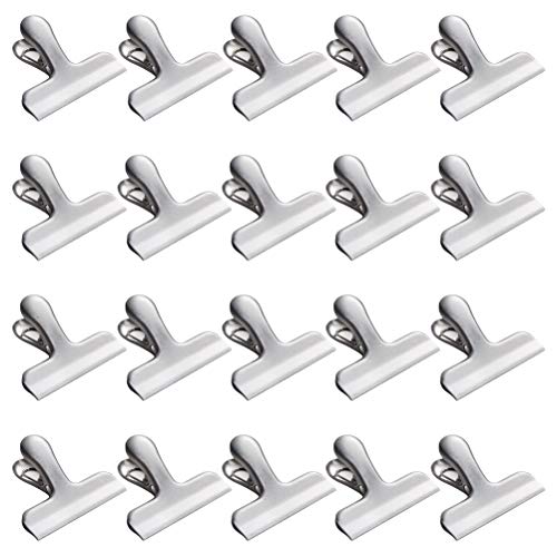 WOWOSS 20 Pack Chip Bag Clips, 3 Inch Wide Stainless Steel Heavy Duty Chip Clips Bag Clips Food Clips for Air Tight Seal Grips on Coffee, Food & Bread Bags, Office Kitchen Home Usage