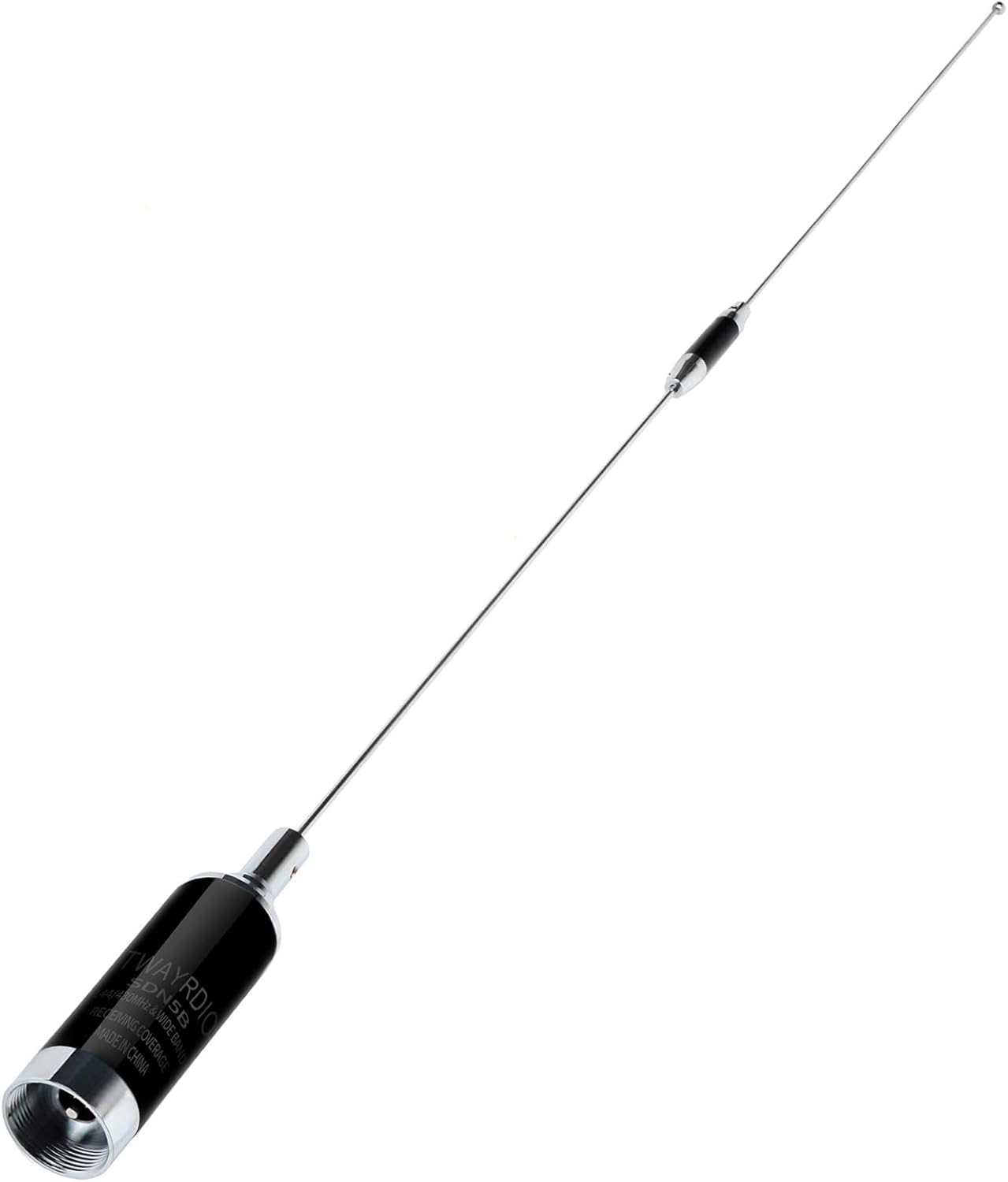 TWAYRDIO 37" Dual Band NMO Antenna, VHF 144MHz and UHF 430MHz High Gain Mobile Radio Antenna for Motorola Kenwood Icom Vertex Blackbox HYT Hytera Two Way Radios, Requires NMO Mount