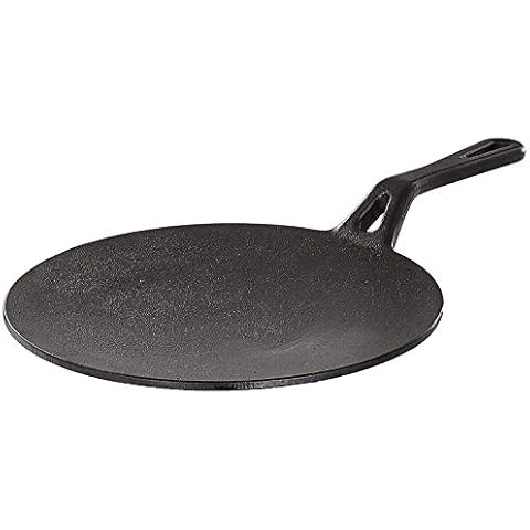 Highkind Pre-Seasoned Cast Iron Roti Tawa with Long Handle, Iron Tawa for Roti/Chapathi/Paratha/Fulka (10 Inches / 25 cm) Cover