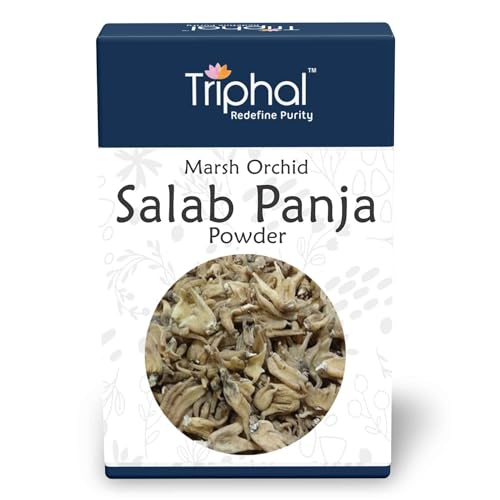 TRIPHAL Salab Panja Powder/Salam Panja Churna/Marsh Orchid 100g | Original and Pure Herb Powder | Fresh Pack | Chemical Free | Non GMO | Preservative Free