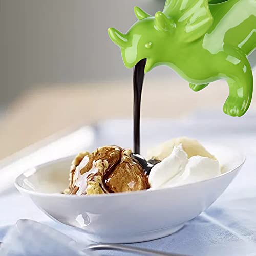 Vencer Gravy Boat Funny Novelty Stegosaurus Gravy Sauce Boat,For Broth,Milk,Salad Dressings,Creamer,Avocado Green,VHG-002G - Thumbnail 5