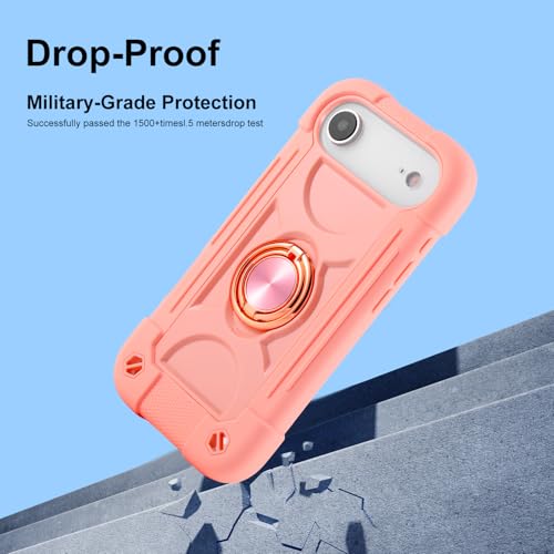Image of MARKILL Compatible with iPhone with Built-in 360Rotating Ring Stand, Military Grade Drop Protection Full Body Rugged Heavy Duty Case Durable Cover (Pink, iPhone Air)