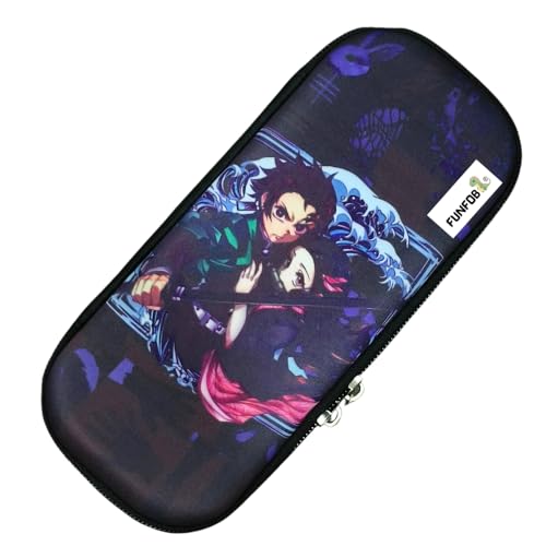 Image of Funfob Demon Slayer Pencil Box For School College For Pen Pencil Or Other Stationery Products Pencil Pouch Travel Or Cosmetic Case (Demon Bro Sis Black) - Polyester