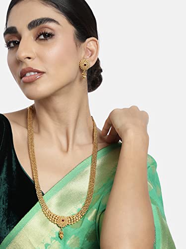 Image of Peora Gold Plated Bridal Jewellery Set with Kamarband Gift for Women Indian Traditional Ethnic Wedding