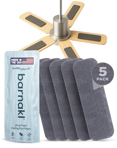 Barnakl Ultra Fresh Ceiling Fan Filters | Made with Zeolite and Coconut Shell Carbon to Trap Odors and Airborne Contaminants | Odorless, Fits All Ceiling Fans (5-Pack)
