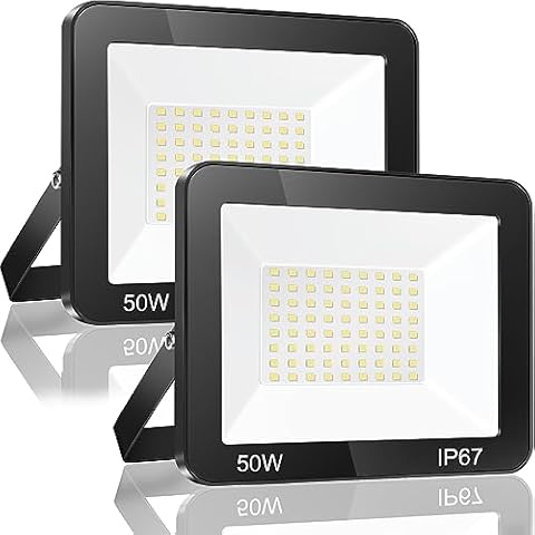 YIQIBRO 50W LED Floodlight Outdoor 2 Pack Cover