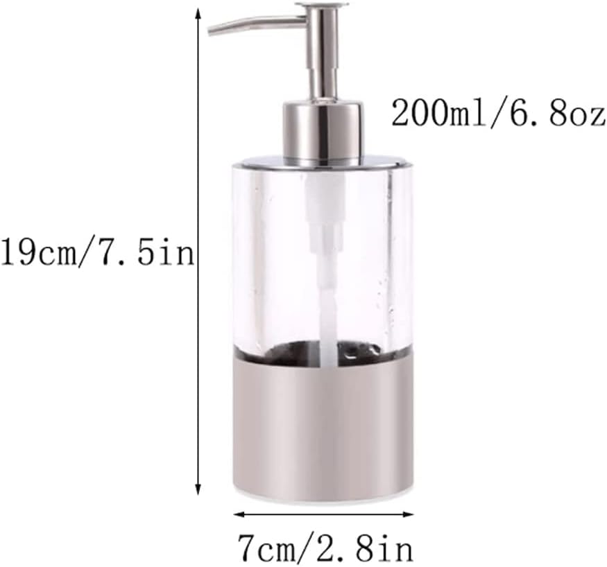 Clear Soap Dispenser 6.8oz Portable Square Soap Pump Dispenser Refillable Cylinder Soap Lotion Dispenser for Office Toilet Bathroom
