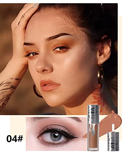 Liquid Eyeshadow Makeup, Matte Smooth Cream Velvet Eyeshadow Primer, Waterproof Long Lasting, Neutral Naked Matte Eyeshadow Korean Colored Eye Makeup, Hypoallergenic, Quick Dry, For Women- 04# #TOP1