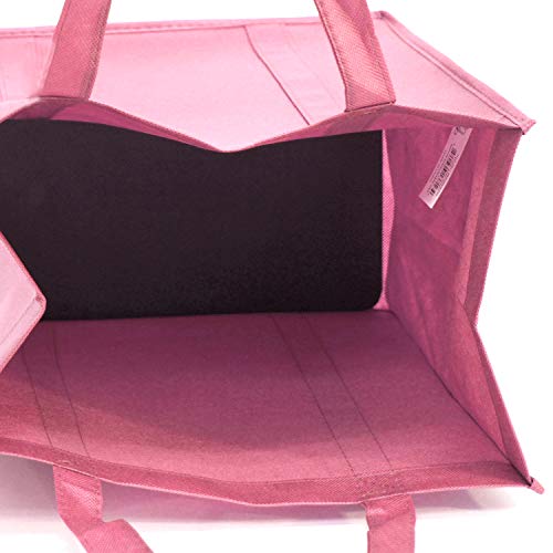 Gift Expressions Grocery Tote Bag | 10 Pack | Pink | Large Gift Reusable Eco Friendly Stand Up Bottom, Recyclable Non-Woven Shopping Bags #TOP2
