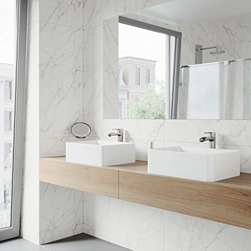 Vigo VG04005 Amaryllis 19.75 Inch L X 14.375 Inch W Over The Counter Freestanding Matte Stone Rectangular Vessel Bathroom Sink In Matte White thumb #2