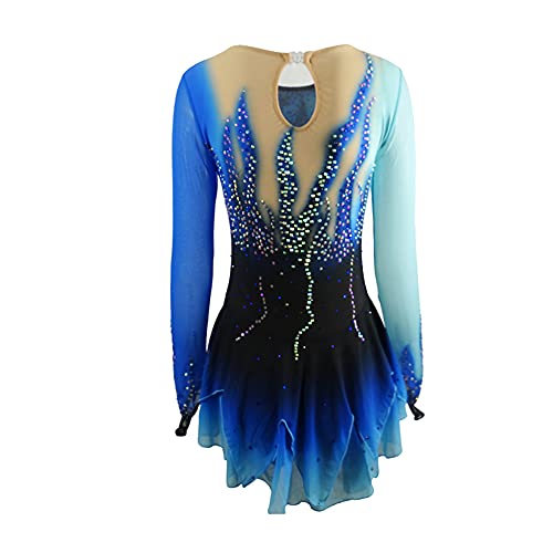 Liuhuo Figure Skating Dress Girls Teens Blue Ice Skating Competition Pole Dance Costumes #TOP1