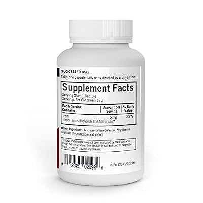 Kirkman Iron Ferrochel 5 mg - Hypoallergenic || 120 Vegetarian Capsules || Minerals || Gluten and Casein Free || Aids in The Production of Hemoglobin || Capsules are Plant Based