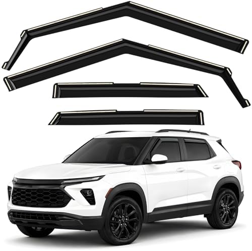 GrandWheel Co Smoke Tinted in-Channel Side Window Vent Visor Deflectors Rain Guards Compatible with Chevrolet (Chevy) Trailblazer 2021-2026 - 4 pcs. GW0415