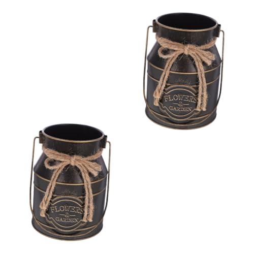 MAGICLULU 2 Piezas Maceta de con Lata de Leche Ramo de Flores Artificial Flowers Flor Artificial Florero Retro macetas floreros de inauguración Cubo de Flores de Mano Planchar