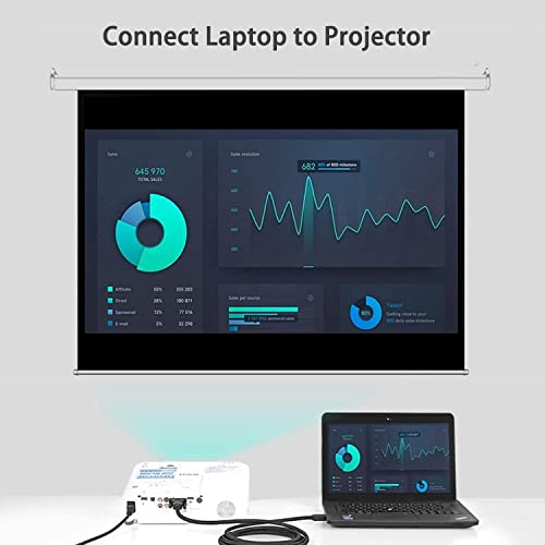 AKWOR HDMI to VGA 6FT, Uni-Directional HDMI Computer to VGA Monitor Cable (Male to Male) Compatible for Desktop, Laptop, PC, Monitor, Projector, HDTV, Raspberry Pi, Roku, Xbox and More