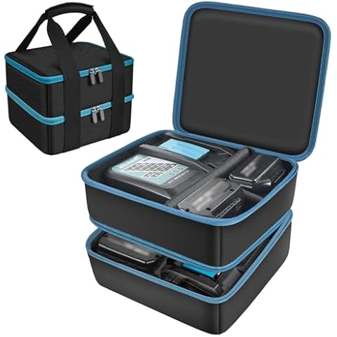 Case Compatible with Makita/for Dewalt/for Milwaukee 12V/18V/40V Max Lithium-Ion Batteries, Double Layer Storage Tool Bag for Replacement Battery and Rapid Optimum Charger with 10 Dividers (Box Only) Cover
