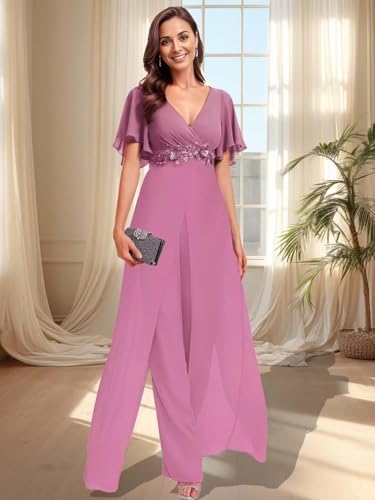Mother of The Bride Pant Suits for Wedding Chiffon Jumpsuit Women's Formal Outfit2