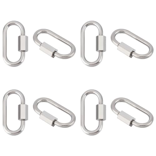 UNICRAFTALE 8Pcs 304 Stainless Steel Screw Carabiner Lock Charms Oval Keychain Clasps Platinum Keychain Clip Hook Quick Link for DIY Bracelet Necklaces Keychain Jewelry Making