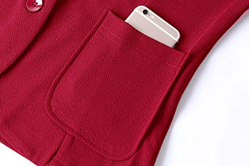 Unifizz Women 3/4 Sleeve Blazer Lightweight Button Front Business Jacket Blazers Notched Collar Slim Work Office #Red,Size Xl# #TOP7