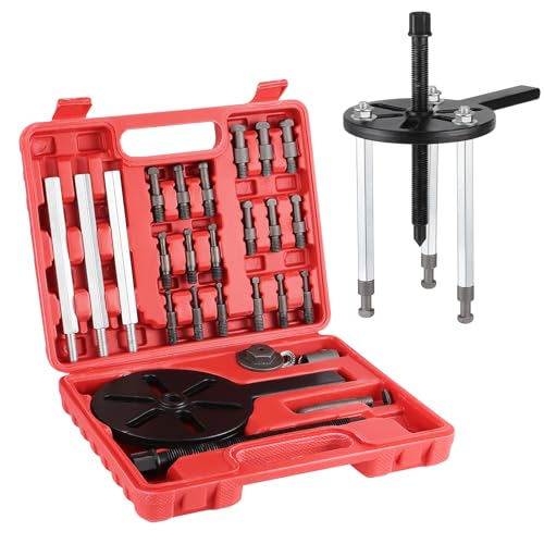 Gueenky 21 en 1 Juego de Extractor de Rodamientos Interior, 3 Mandíbulas Kit de Separación de Rodamientos Interiores Extractor de Engranajes de Desmontaje Herramienta de Extracción de Engranajes
