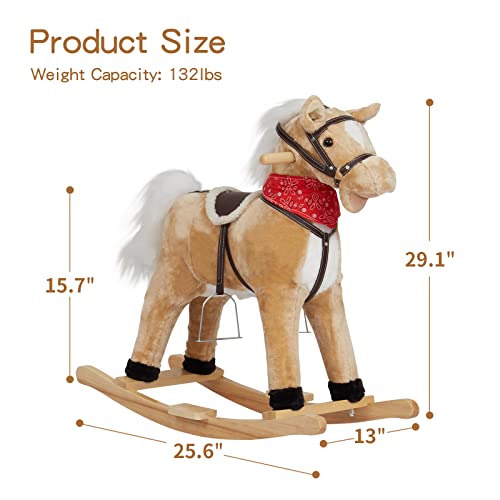 Kids Rocking Horse - Kids Plush Ride-On Rocking Horse Toys With Fun Realistic Sounds For 3-6 Years Boy&Girl, Toddler Outdoor&Indooor Toy Rocker, Infant Gift #TOP4