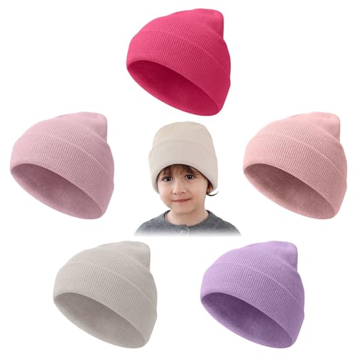Image of Mayoii 5 Pack Beanie for Kids, Colorful Winter Beanie Hats for Kid, Warm Stretch Knit Winter Hats for Kids, Suitable for 1-10 Years Old Daily, Outdoor Sports (UK, Alpha, One Size, 5pack-Multicolor3)